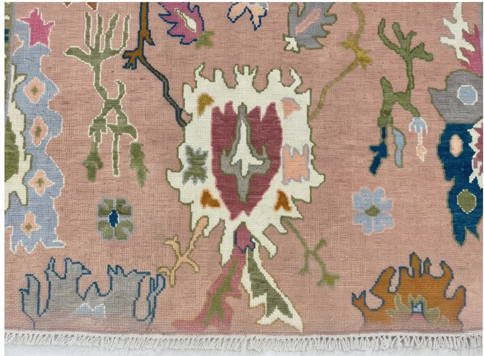 Blush Pink Botanical Hand-Knotted Rug
