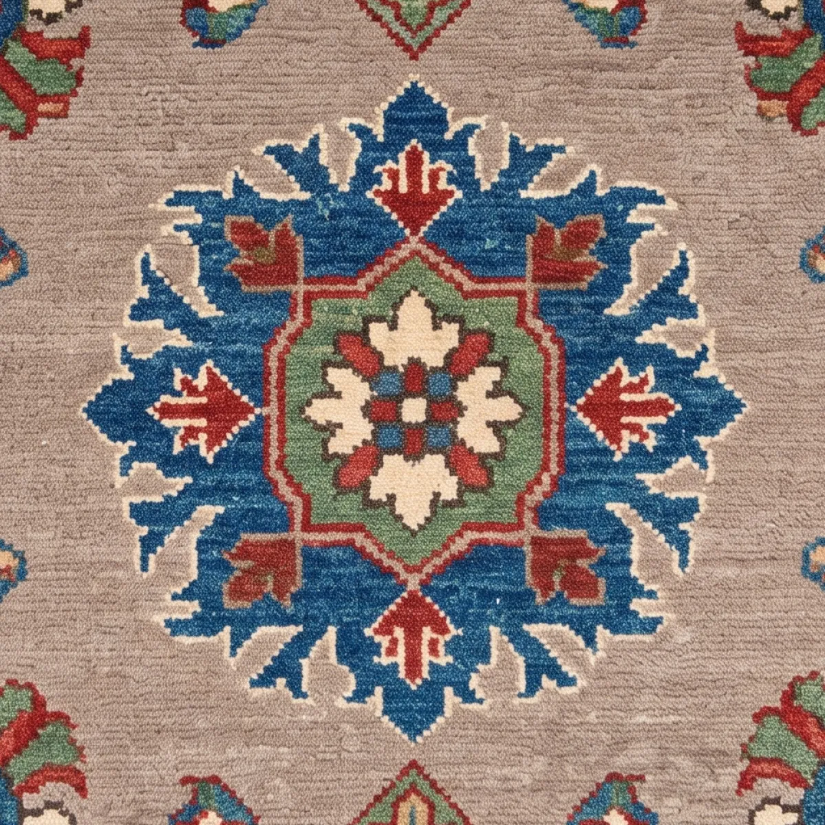 Earthy Taupe & Ivory Geometric Hand-Knotted Oushak Rug