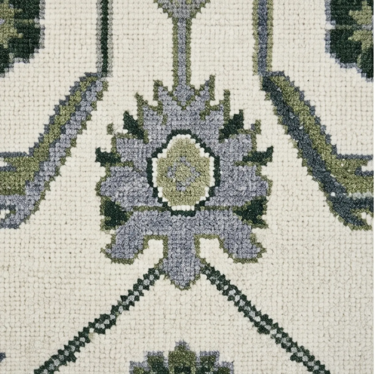 Ivory & Slate Green Modern Oushak Rug
