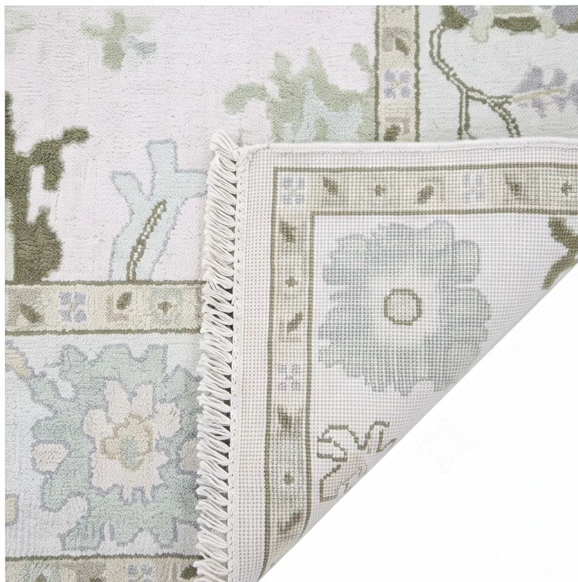 Serene Ivory & Sage Modern Oushak Rug