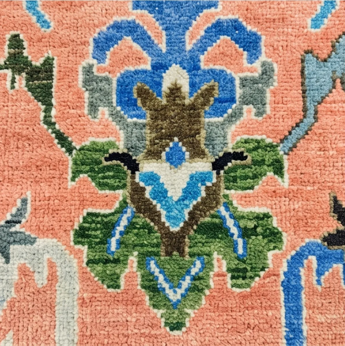 Peach & Slate Grey Modern Oushak Rug