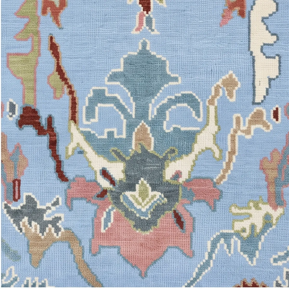 Serene Sky Blue & Ivory Modern Oushak Rug