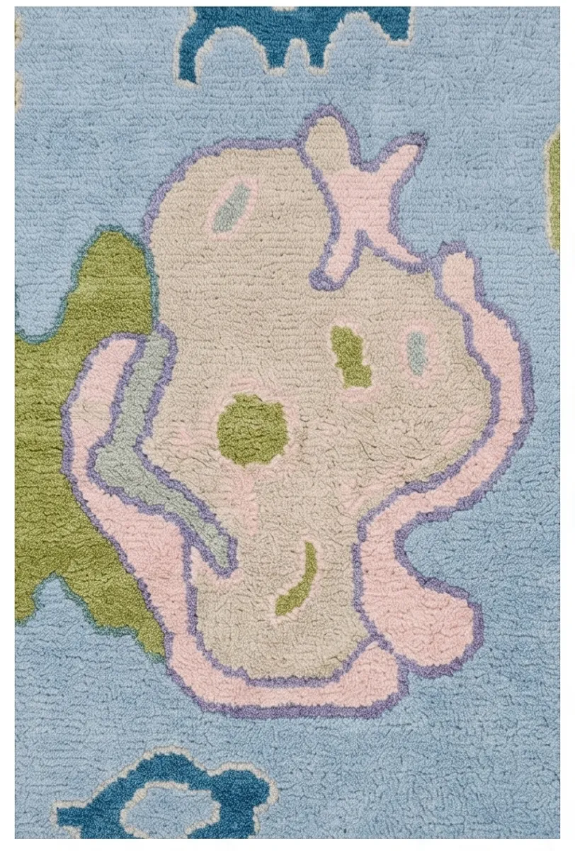 Serene Sky Blue Modern Oushak Rug