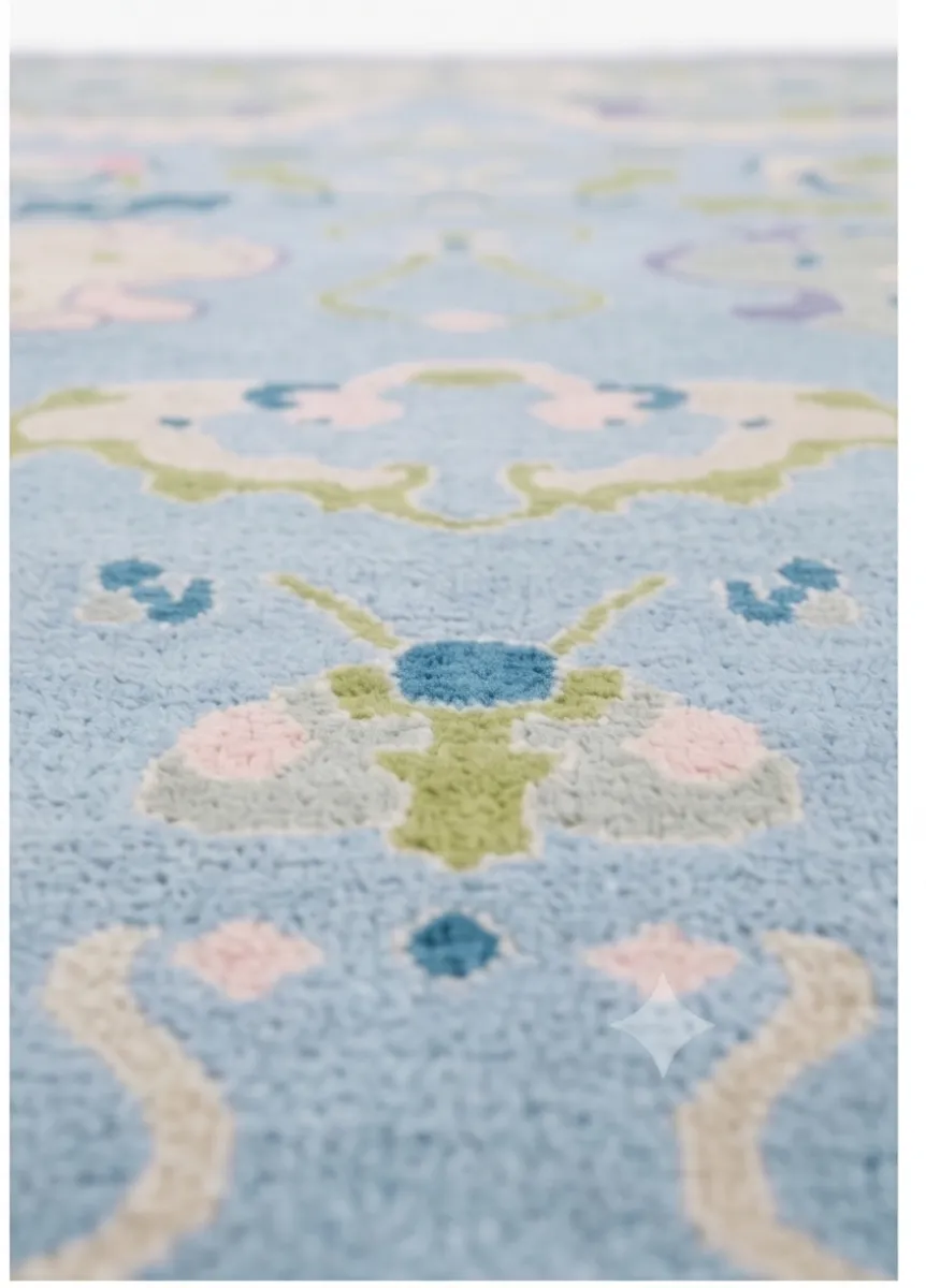 Serene Sky Blue Modern Oushak Rug