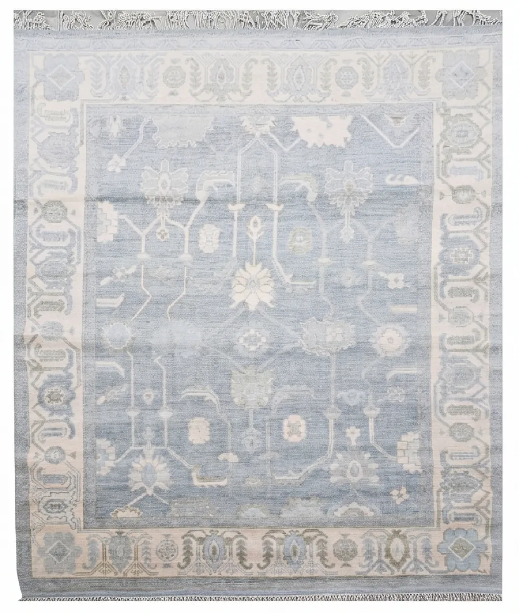 Serene Blue & Ivory Modern Oushak Rug