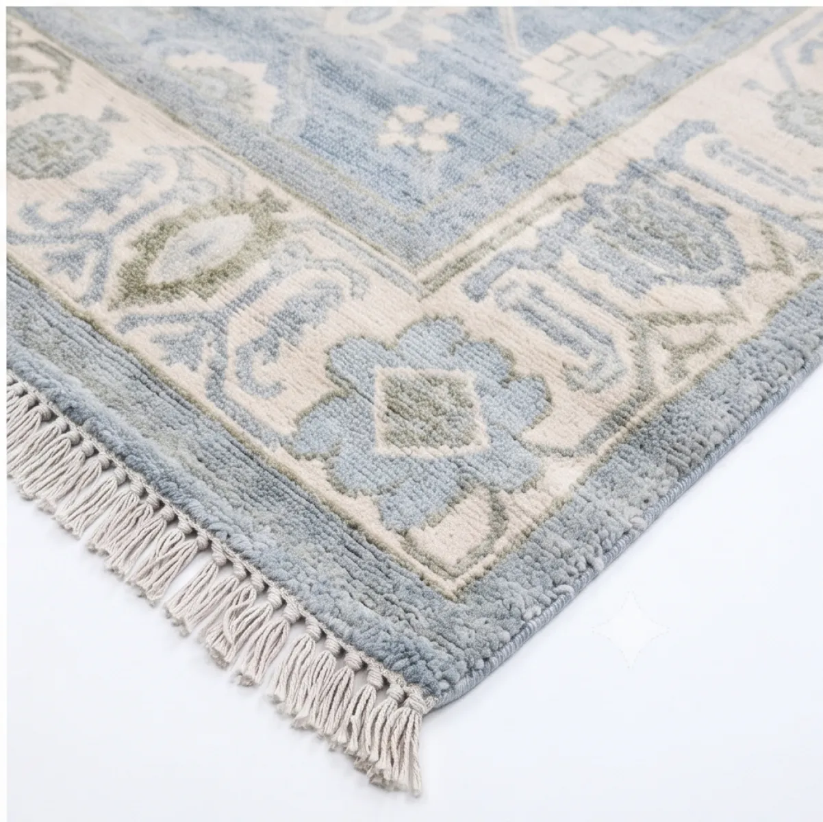 Serene Blue & Ivory Modern Oushak Rug