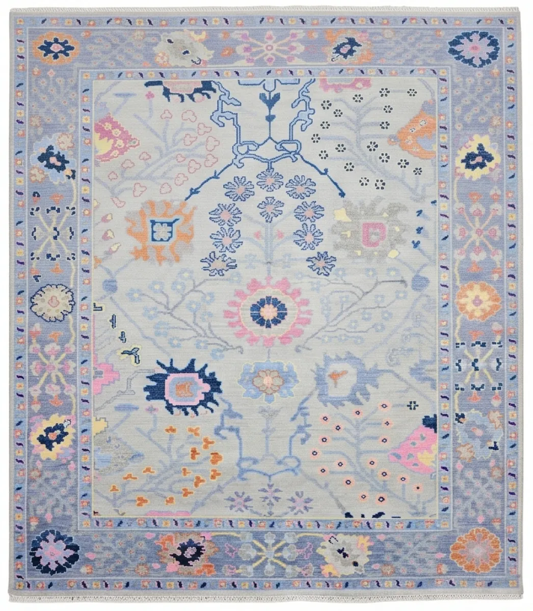 Serene Grey & Multi-Color Modern Oushak Rug