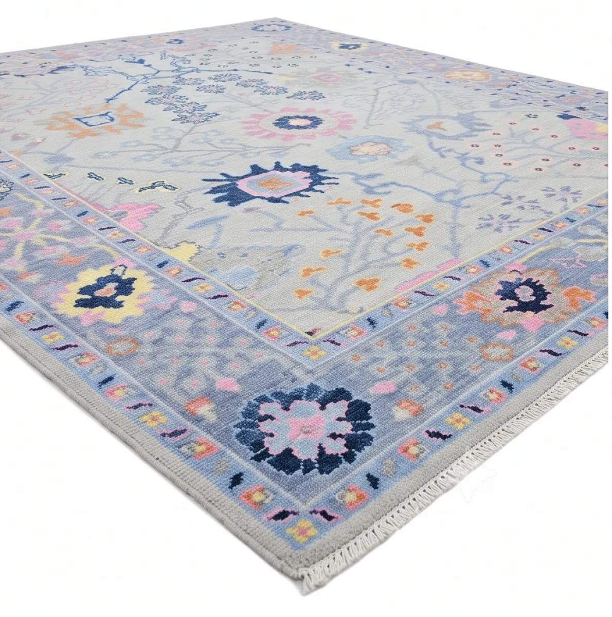 Serene Grey & Multi-Color Modern Oushak Rug