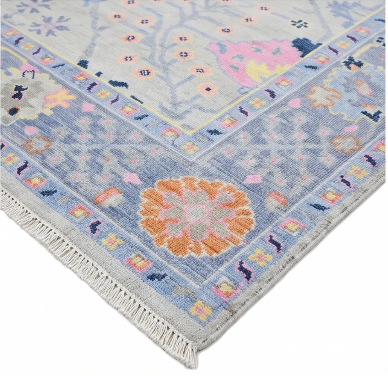 Serene Grey & Multi-Color Modern Oushak Rug