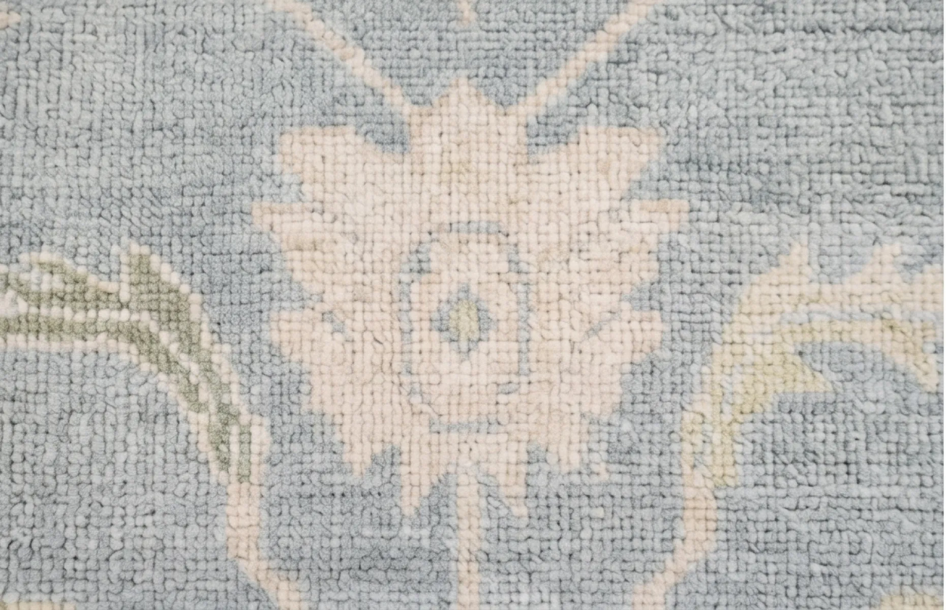 Elegant Ivory & Sage Green Modern Oushak Rug