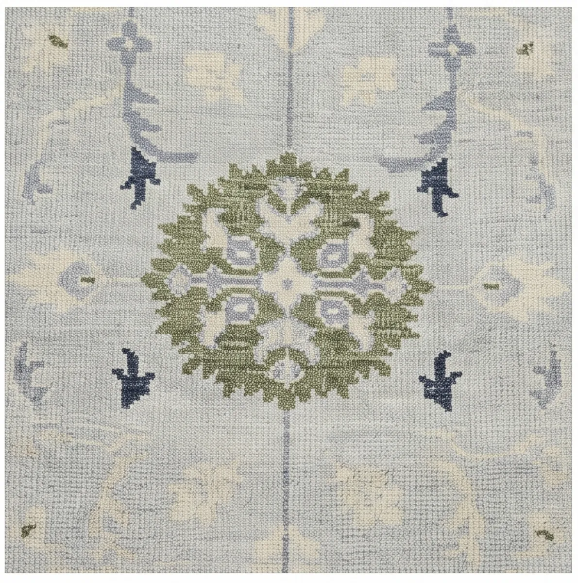 Serene Blue & Ivory Modern Oushak Rug