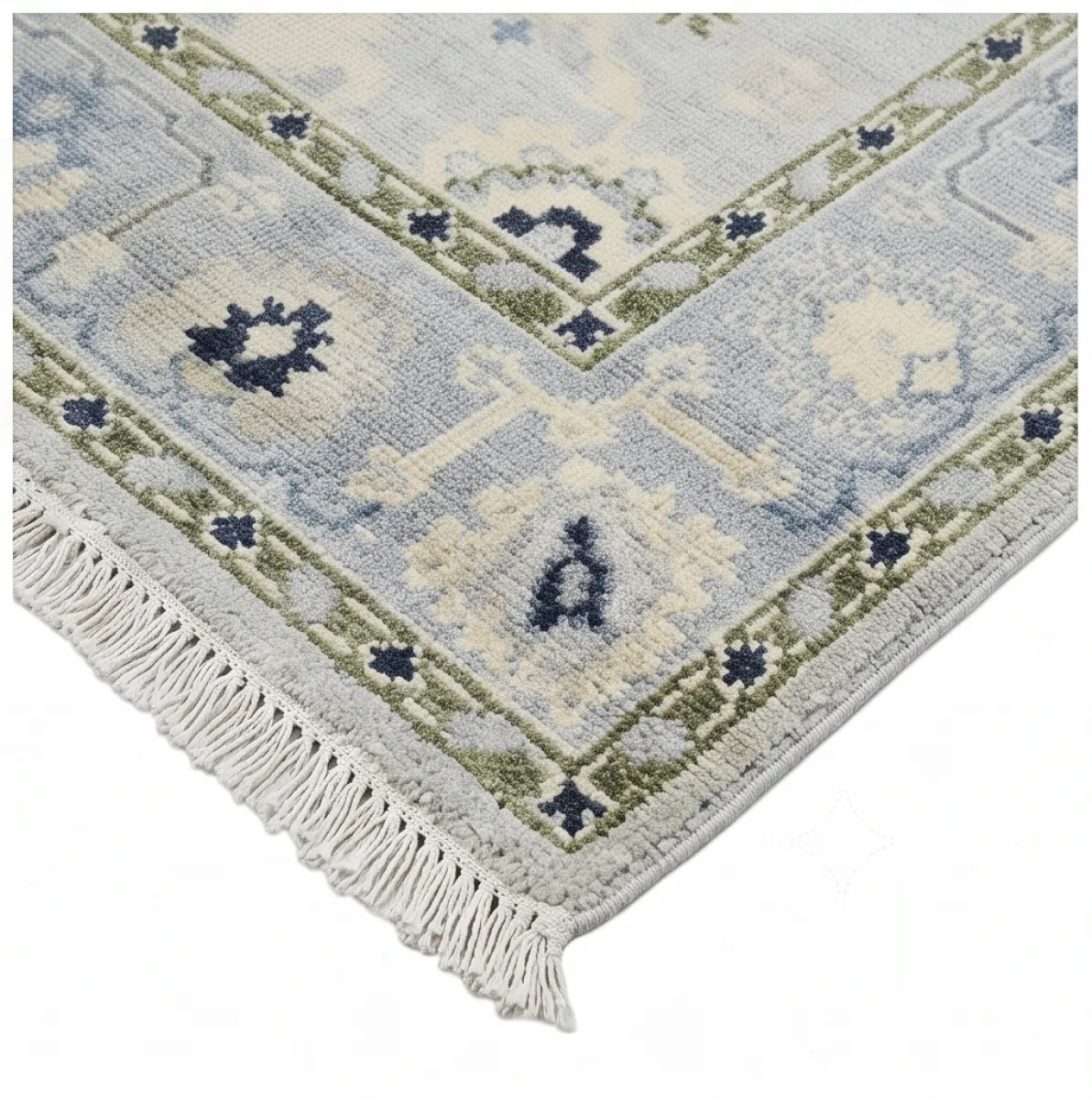 Serene Blue & Ivory Modern Oushak Rug