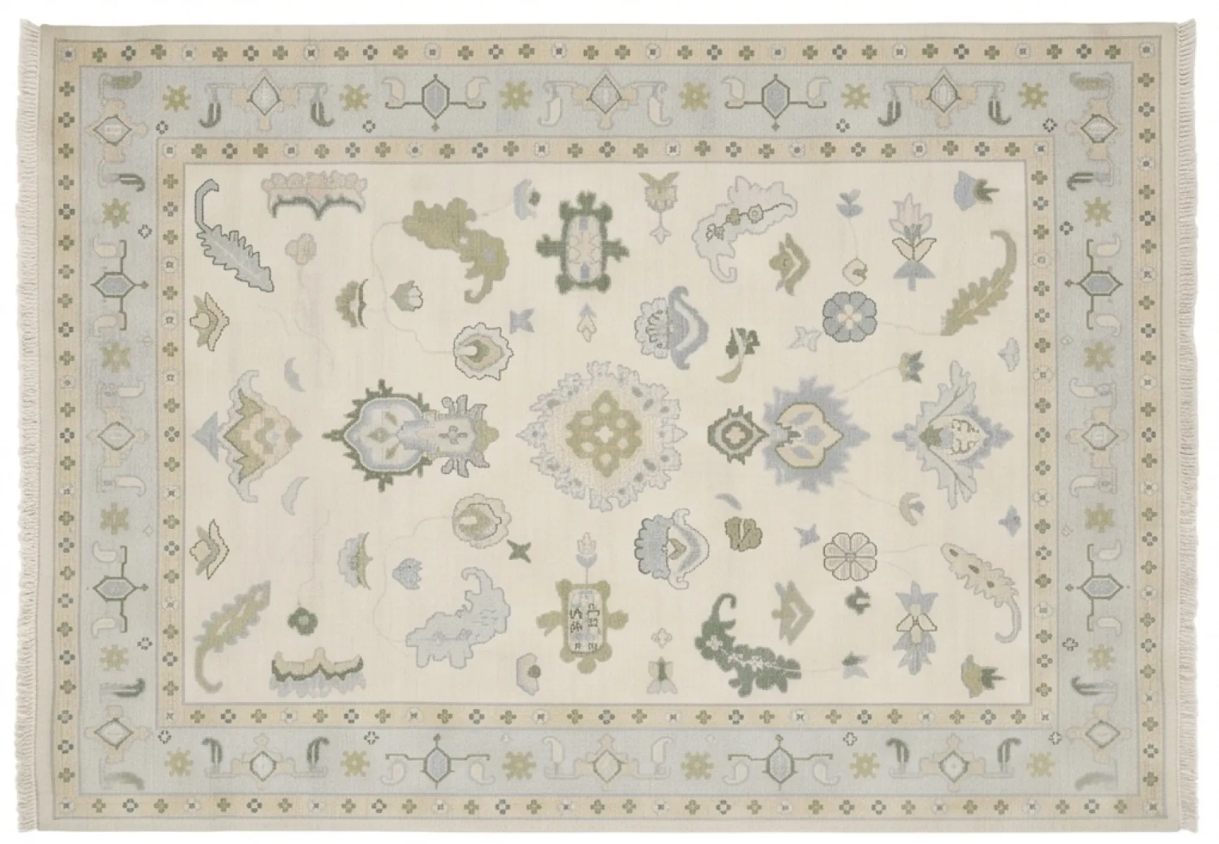 Hand-Knotted Modern Oushak Rug