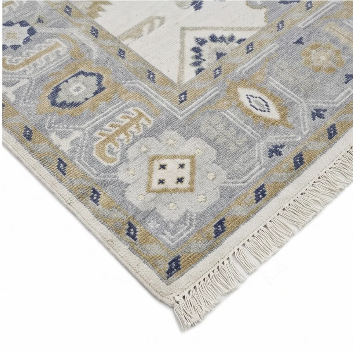 Heirloom Modern Oushak - Ivory, Blue & Muted Gold
