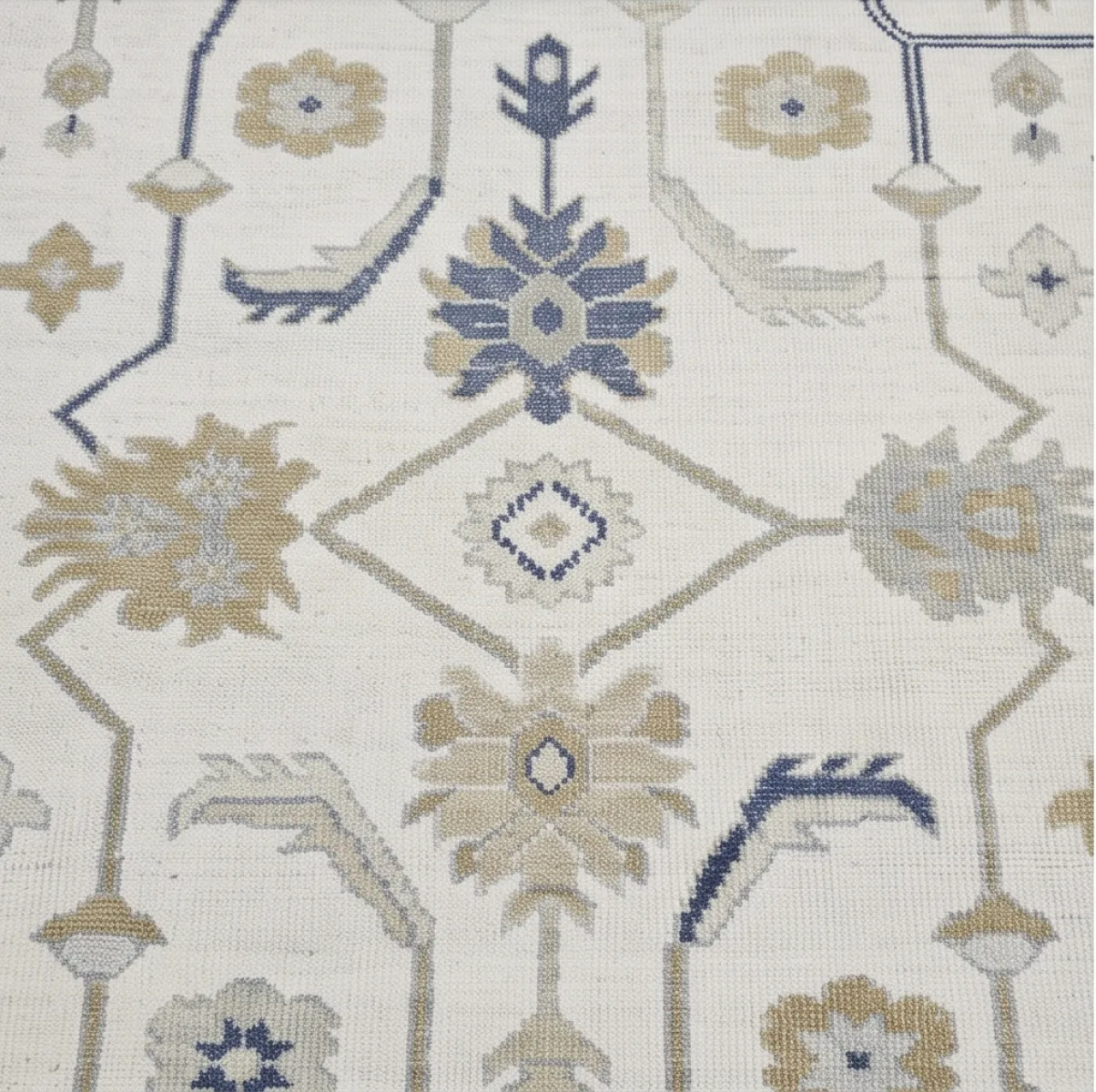 Heirloom Modern Oushak - Ivory, Blue & Muted Gold