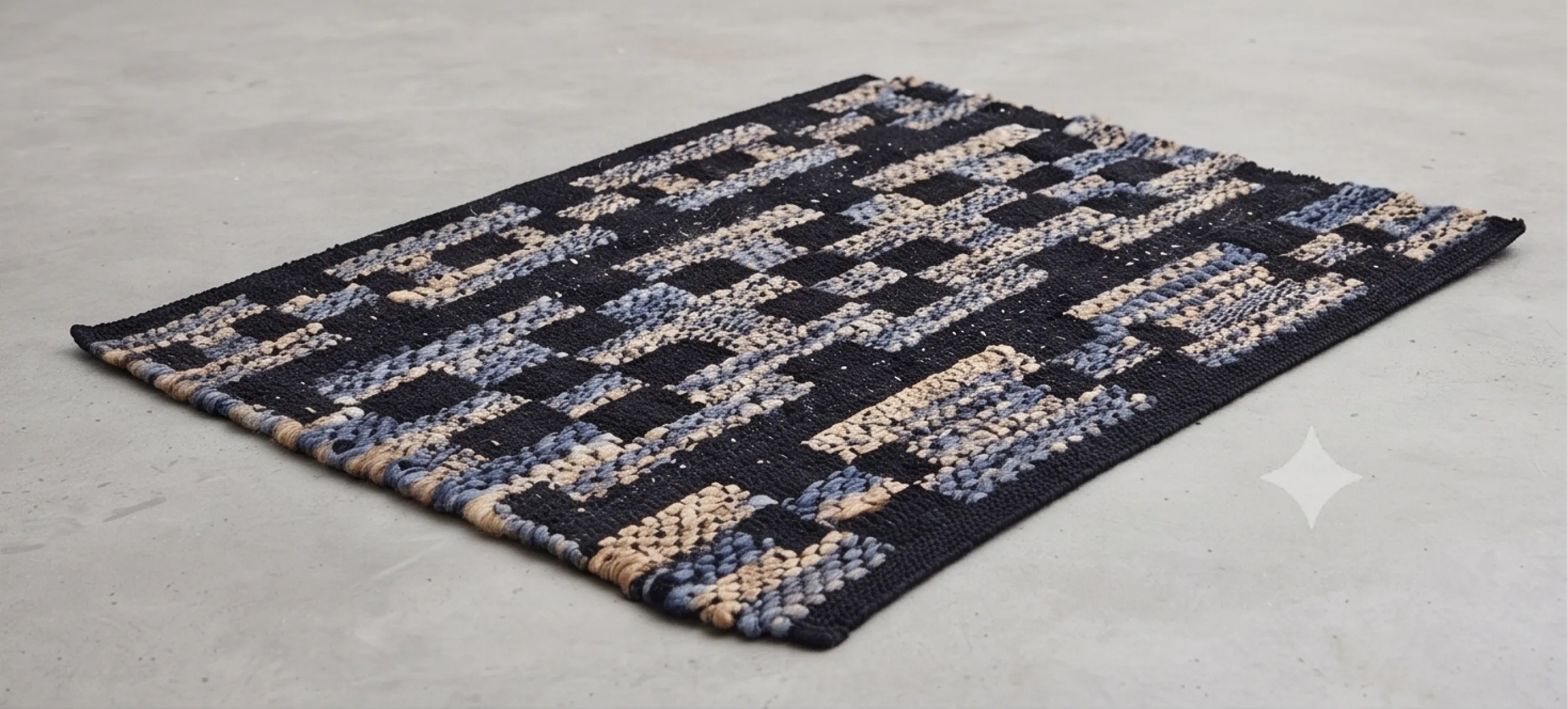 Maqrana Hand Woven Jute & Cotton Rug - Black, Grey & Natural