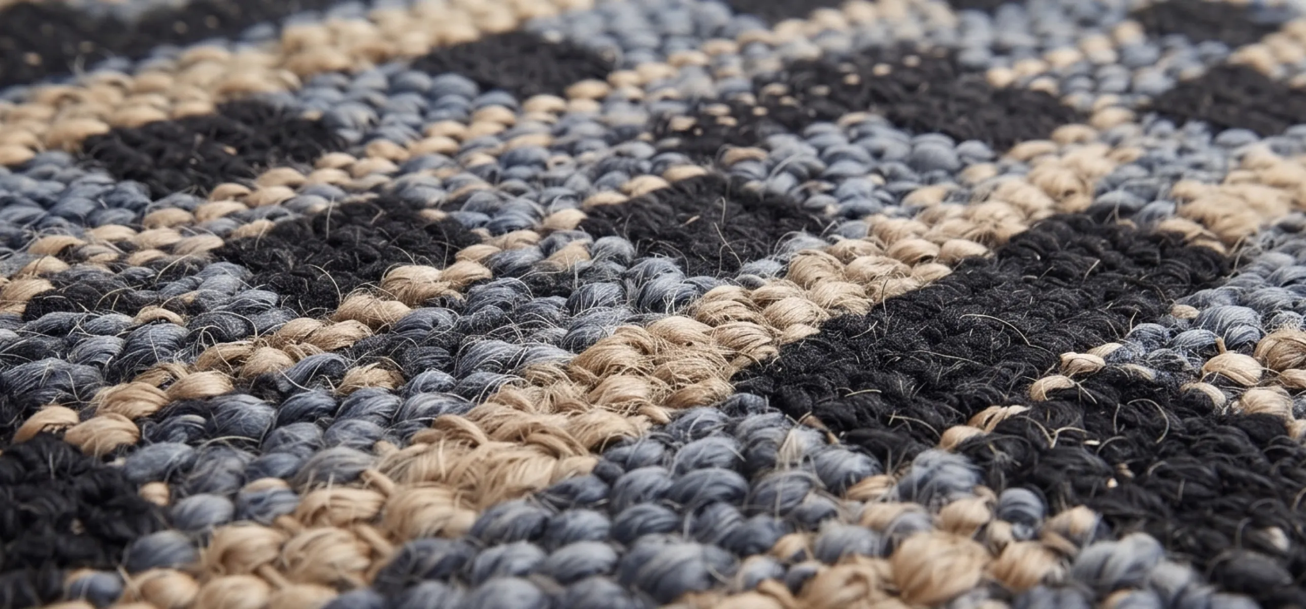 Maqrana Hand Woven Jute & Cotton Rug - Black, Grey & Natural