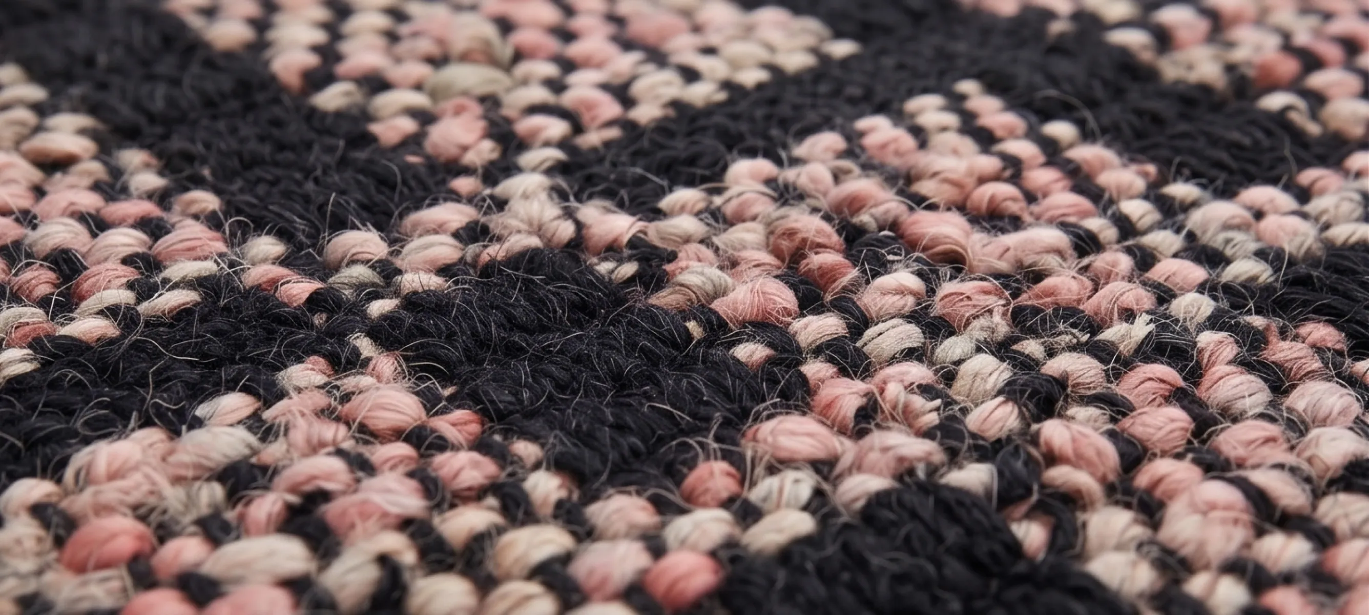 Black Mark Hand Woven Jute & Cotton Rug - Black & Pink/Beige