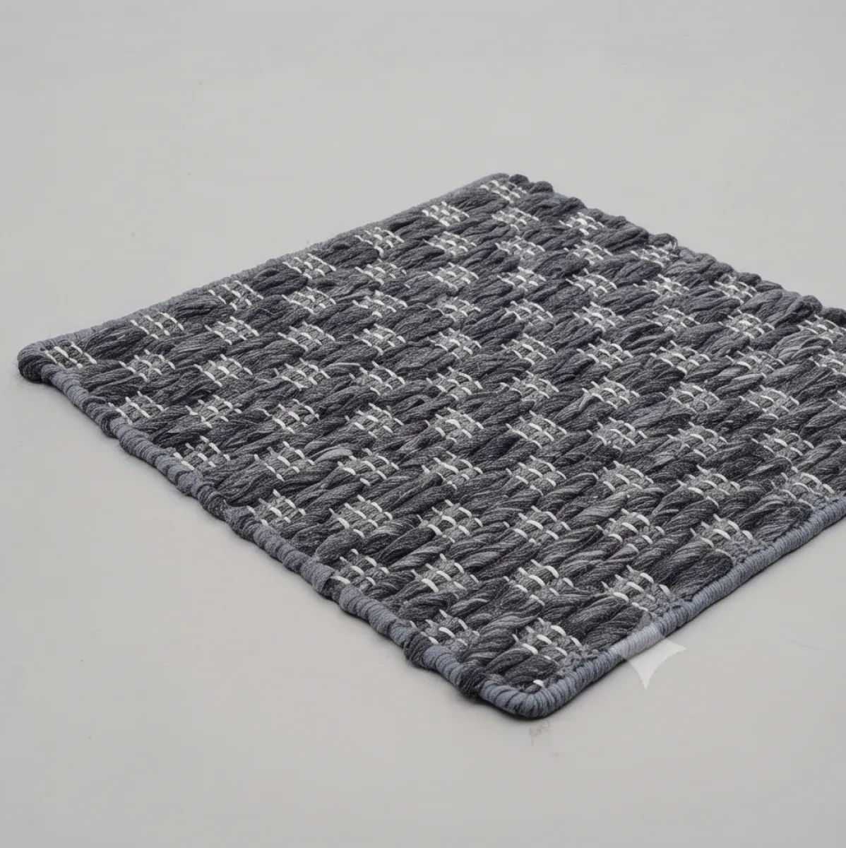 Diamond Square Hand Woven Chunky Rug - Charcoal Grey & White