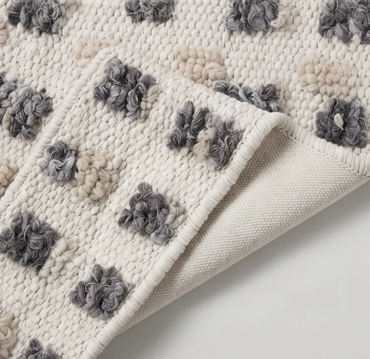 Checkered Tufted PET Fiber Rug - Cream, Grey & Tan
