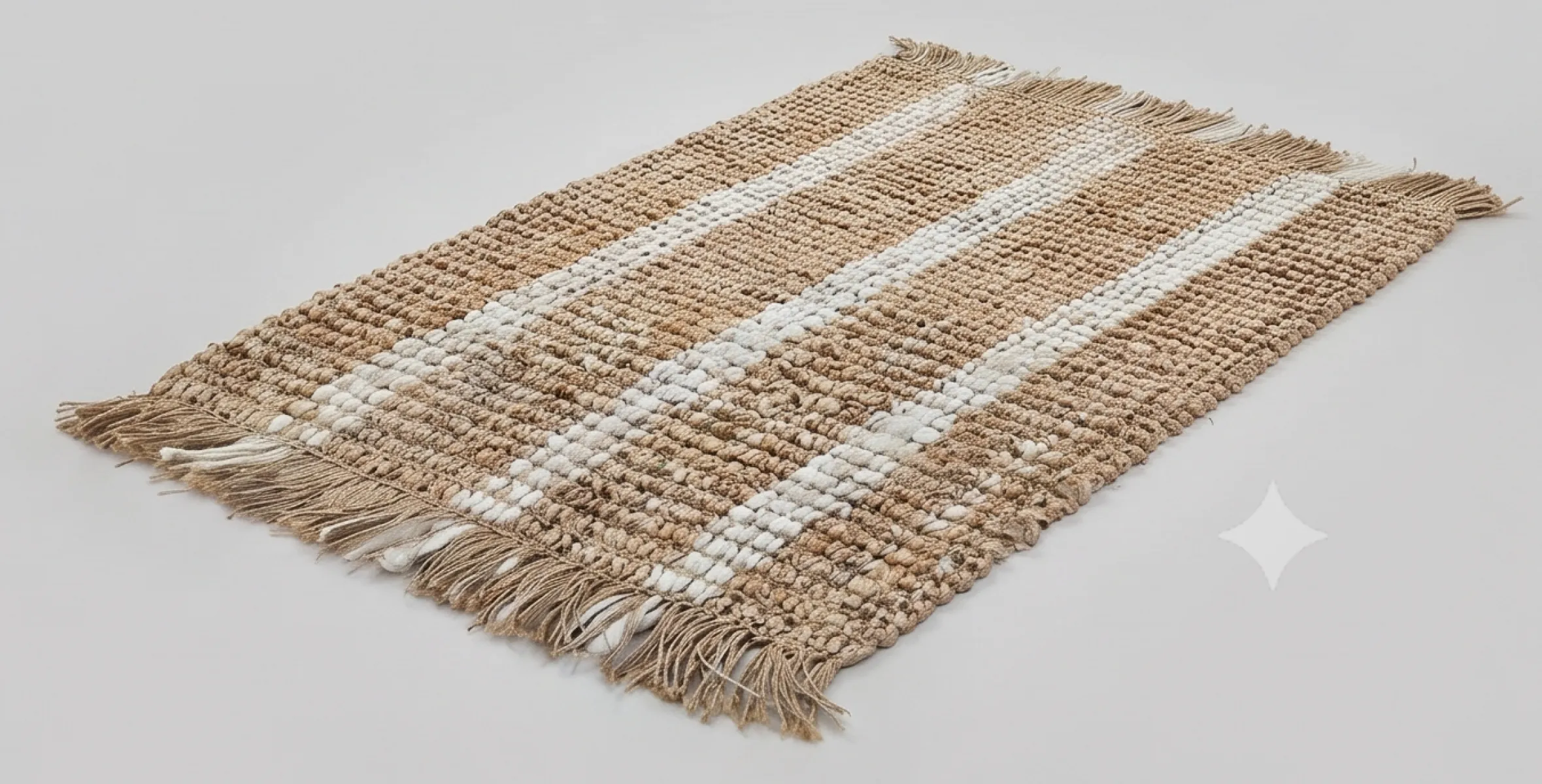 Striped Chunky Jute Rug - Natural & White