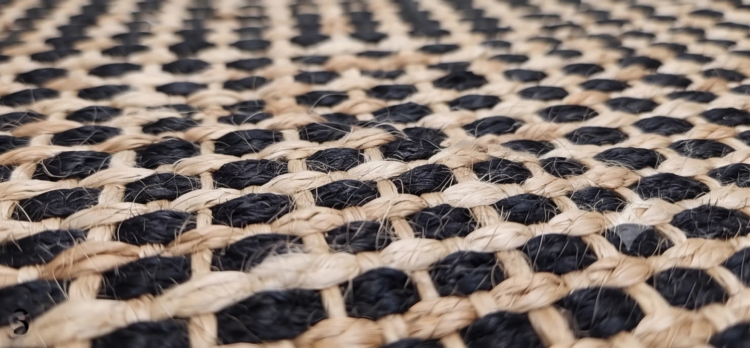 Micro-Check Jute Rug - Natural & Black