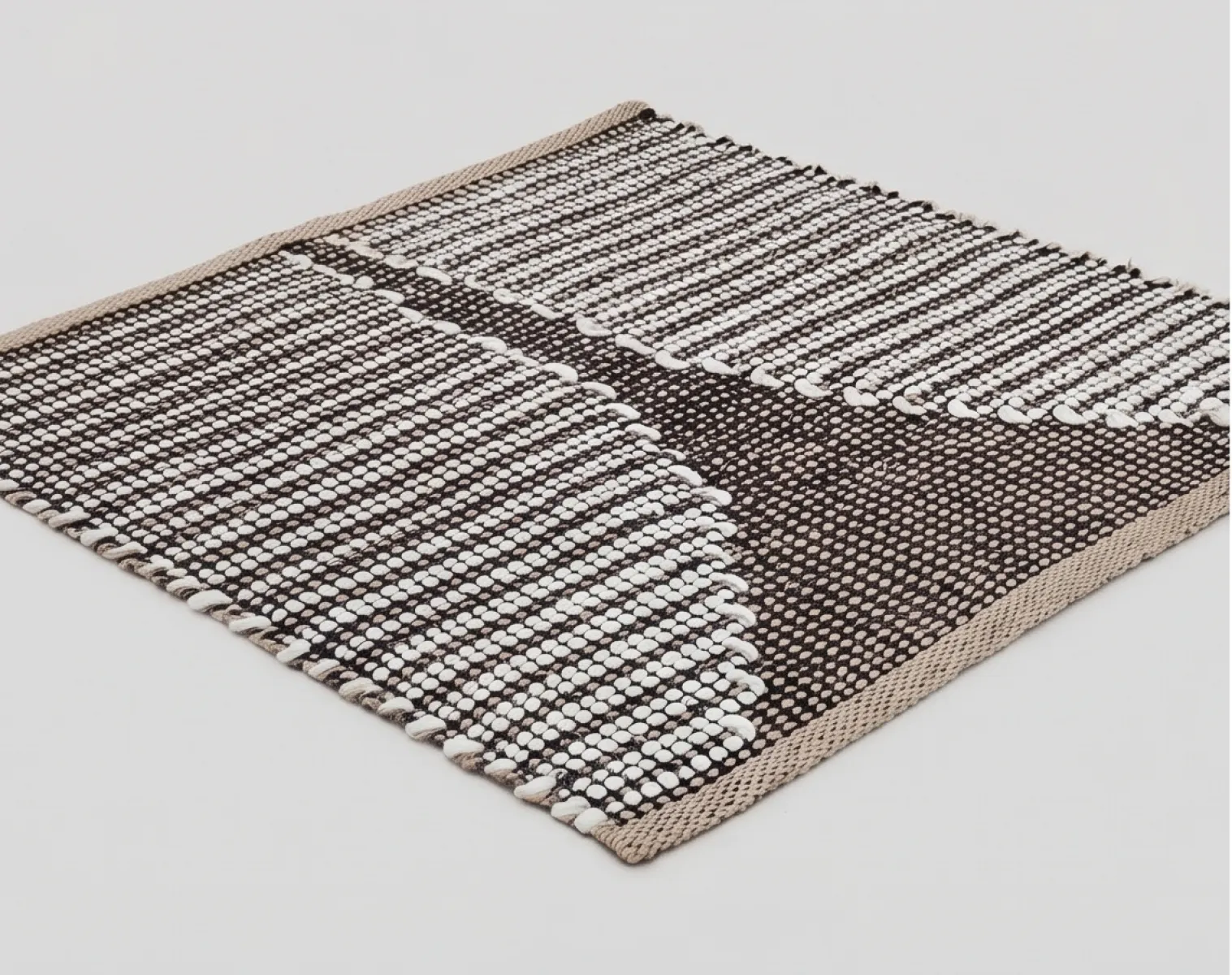 Tower Hand-Woven Wool & Jute Rug - Black, White & Natural