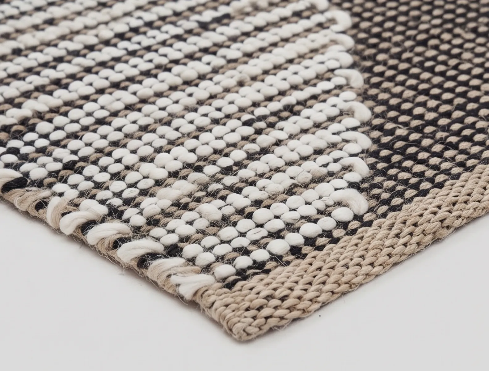 Tower Hand-Woven Wool & Jute Rug - Black, White & Natural