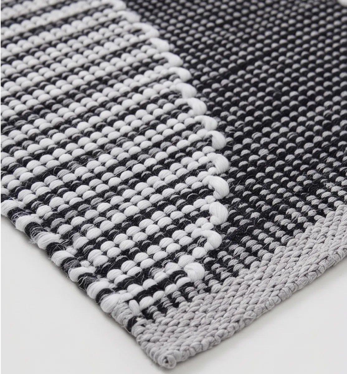 Mehrab- E Hand-Woven PET Fiber Rug - Black & White