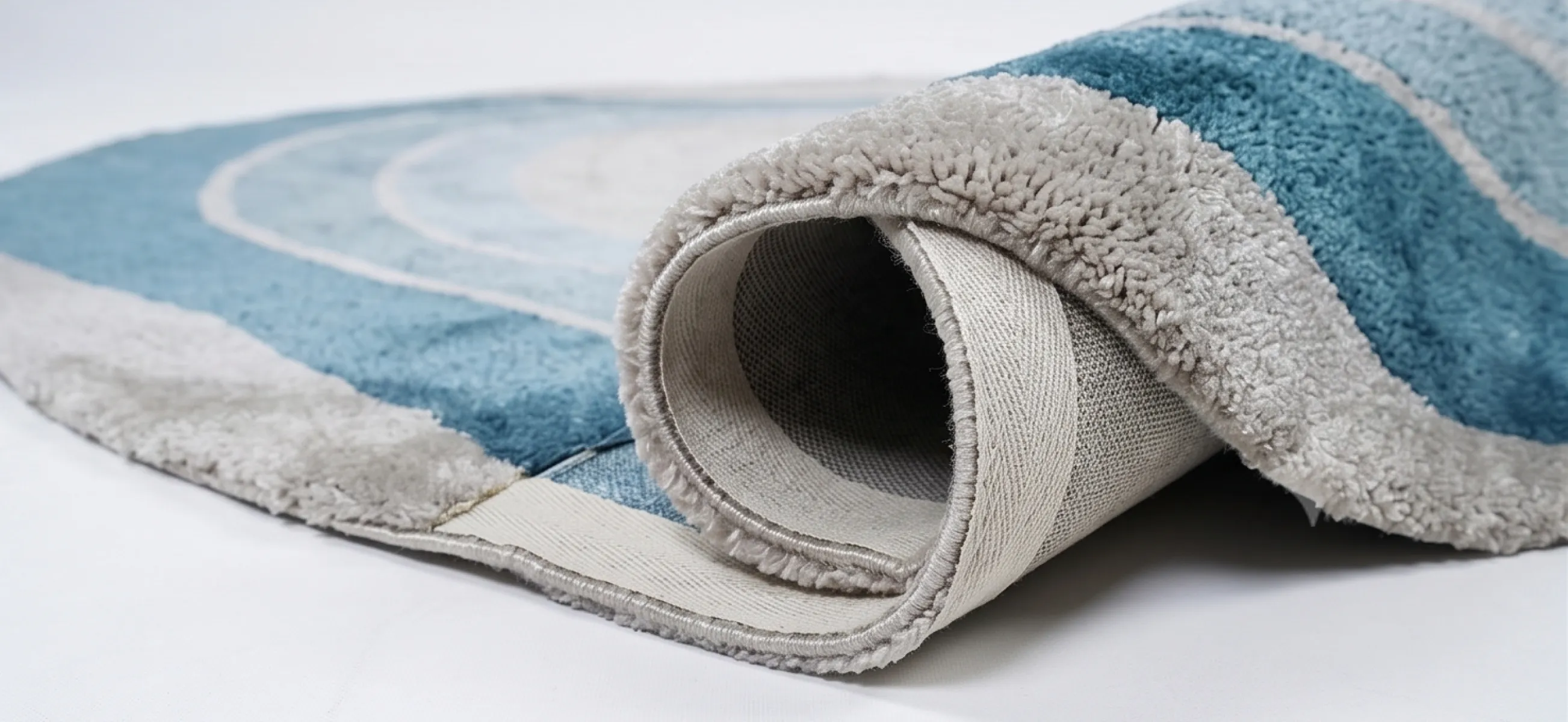 Organic Wave Hand Tufted Viscose Carpet - Blue & Silver