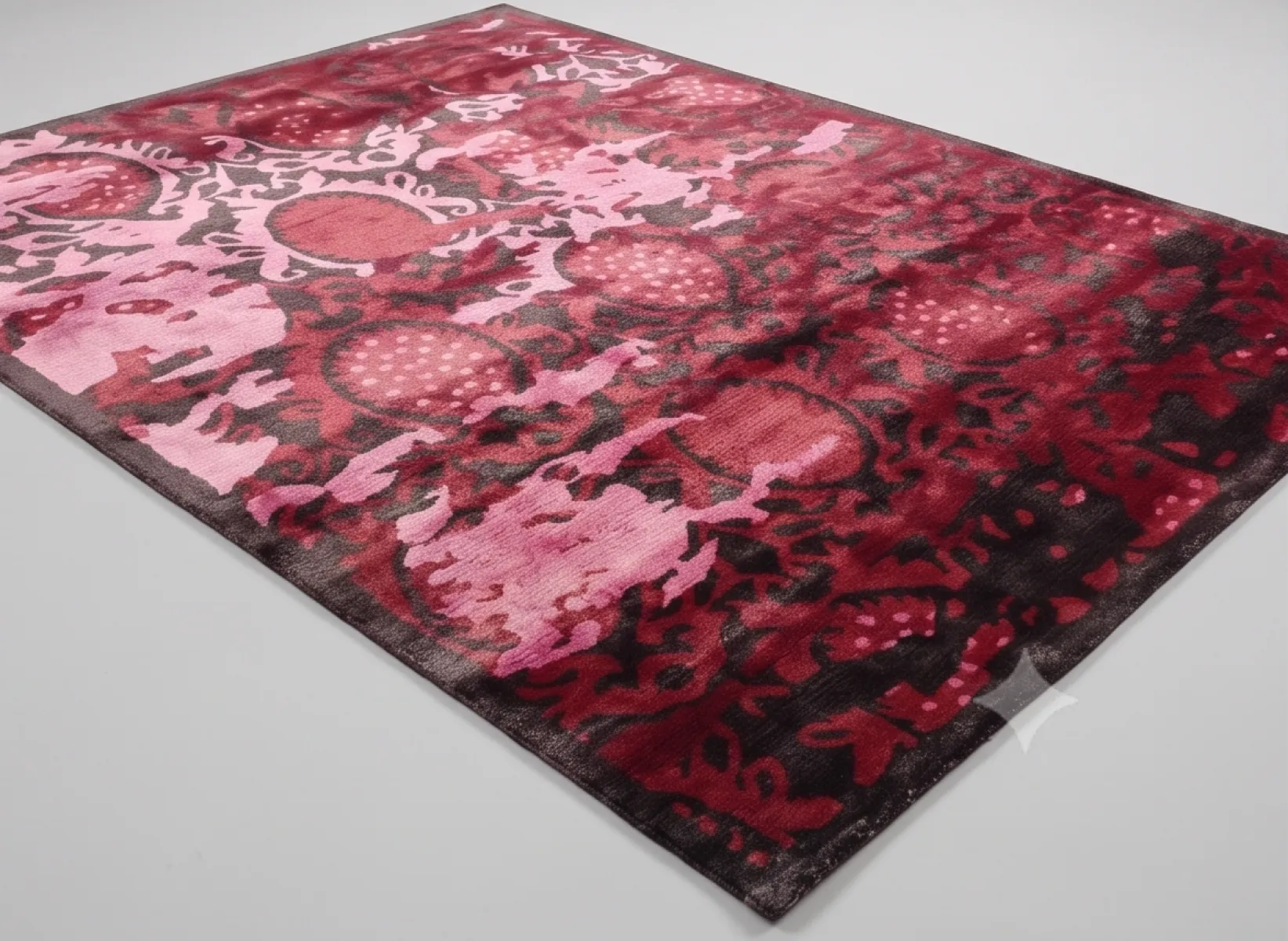 Transitional Art Hand Tufted Tensile Silk Carpet - Crimson & Pink Gradient