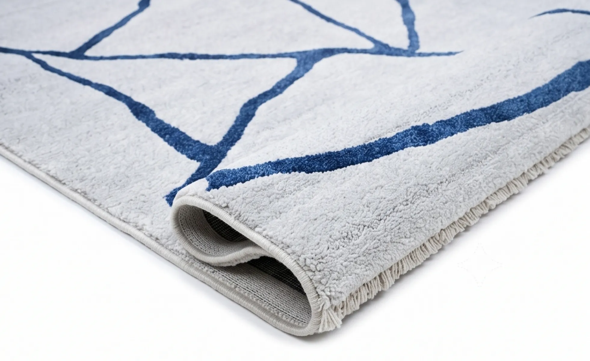 Abstract Geometric Hand Tufted Carpet - Cream & Navy