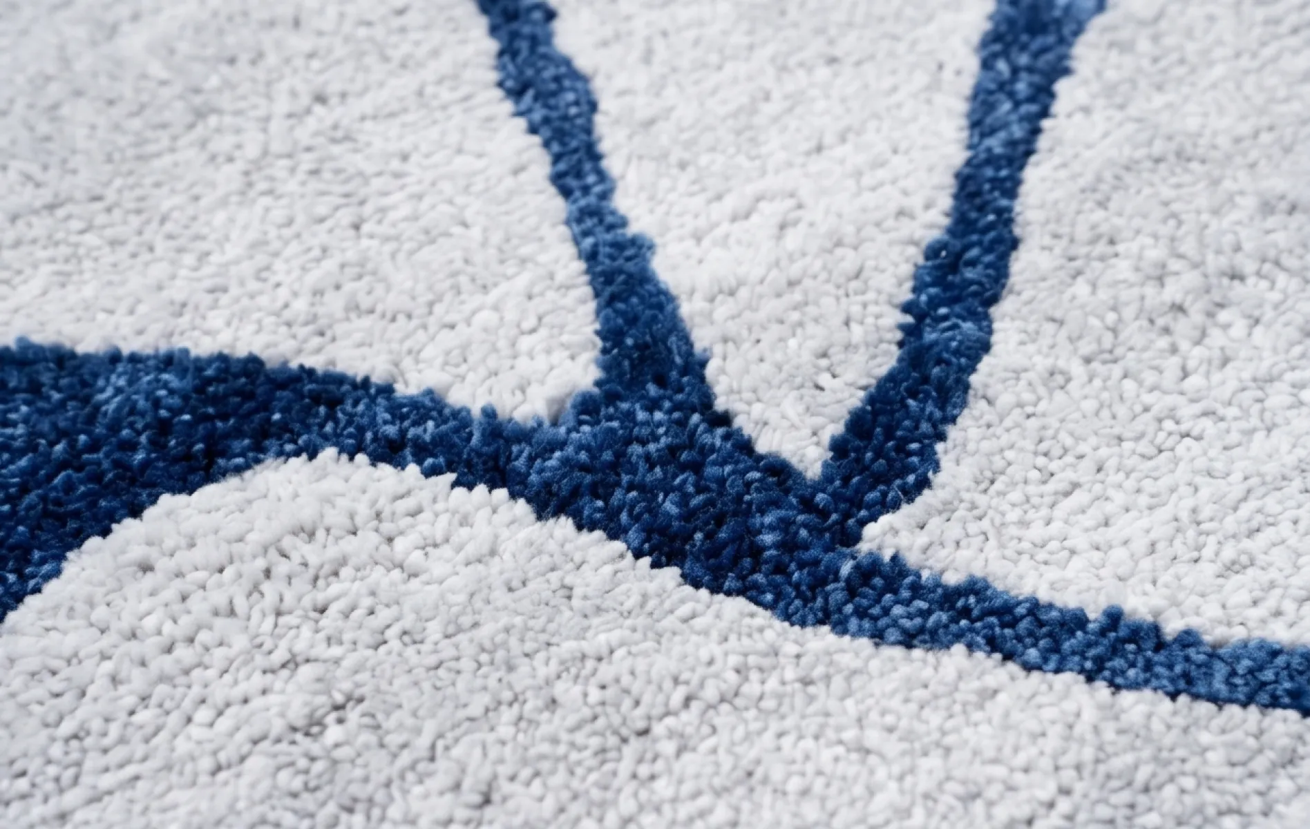 Abstract Geometric Hand Tufted Carpet - Cream & Navy