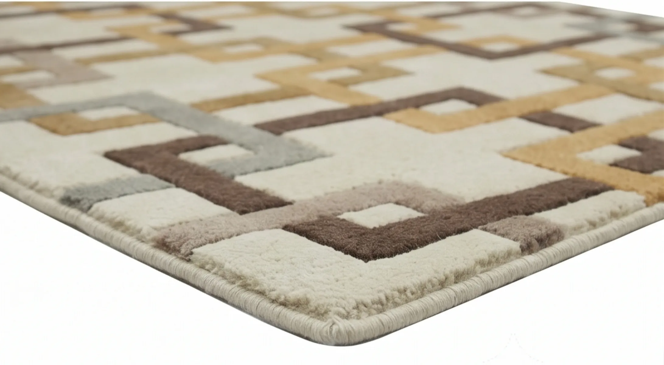 Modern Interlocking Geometric Wool Hand Tufted Carpet - Earth Tones