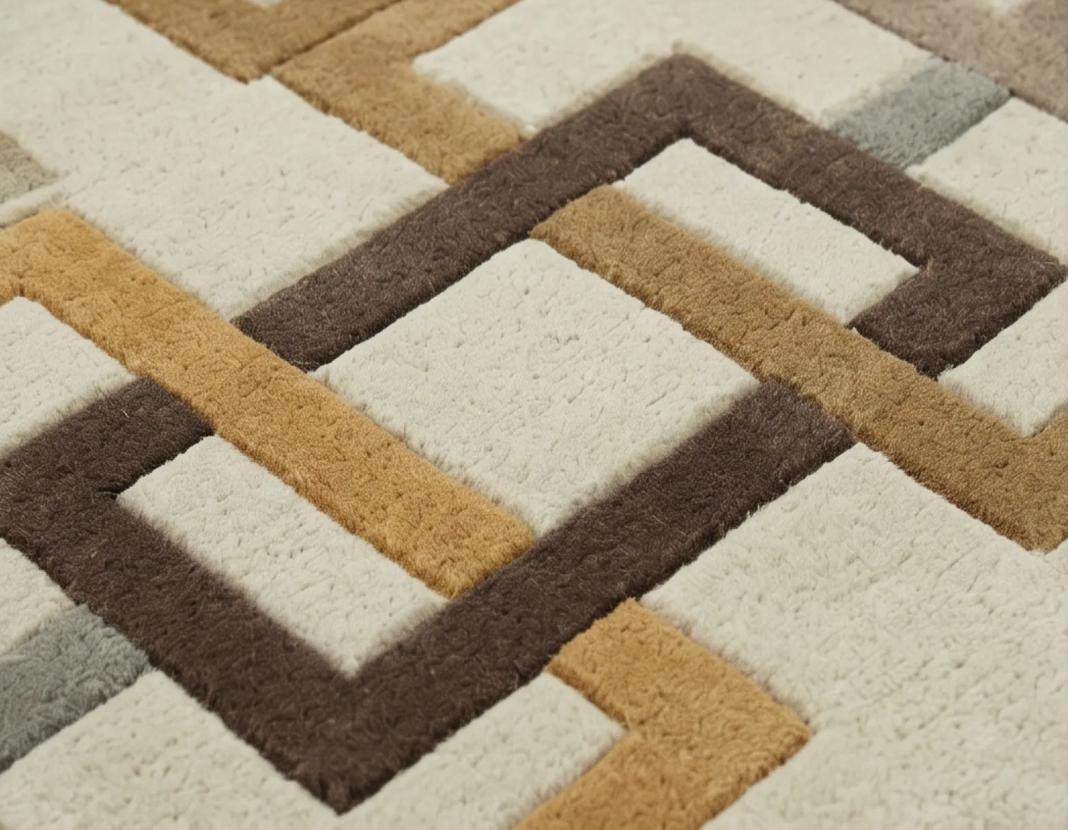 Modern Interlocking Geometric Wool Hand Tufted Carpet - Earth Tones
