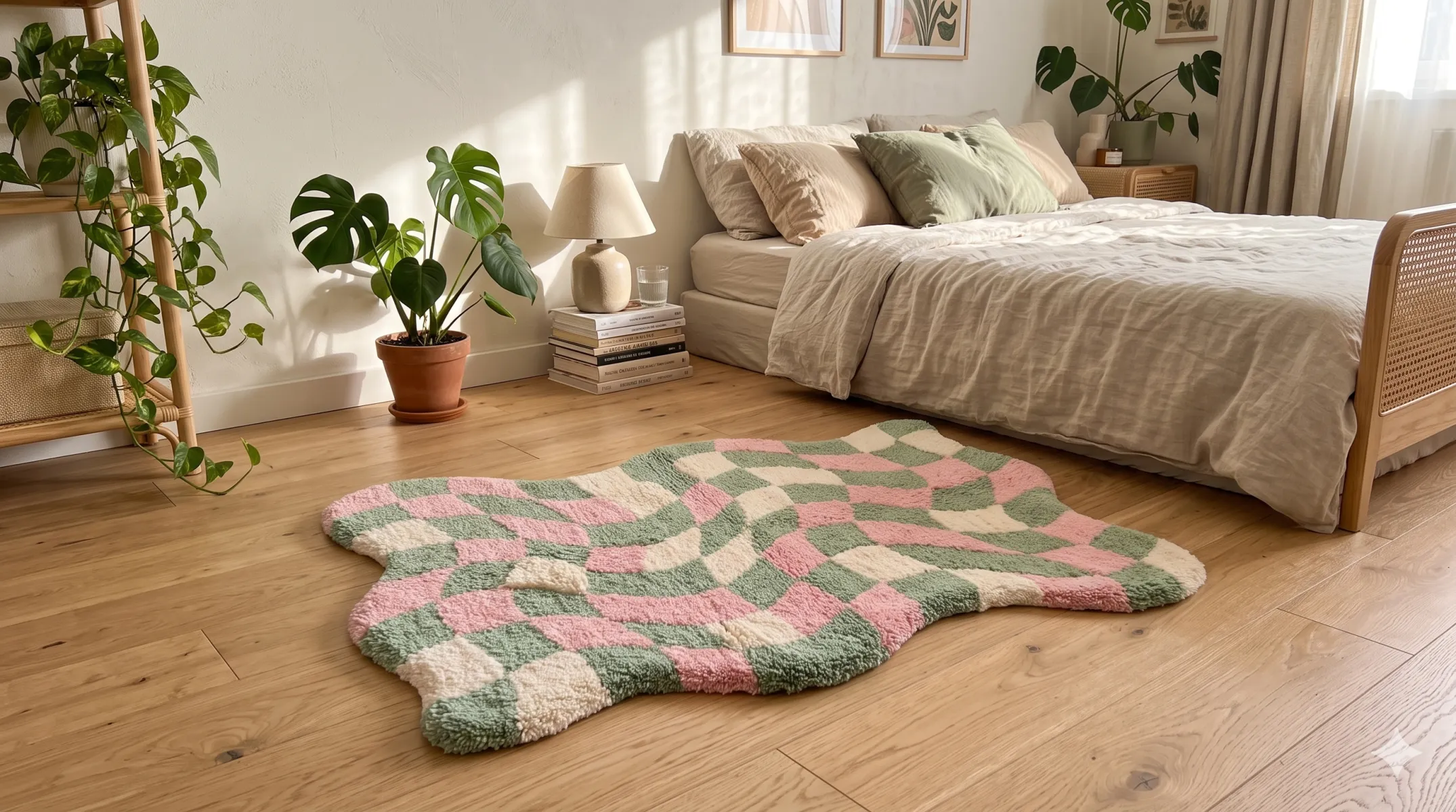 Pastel Wavy Checkerboard Custom Tufted Rug