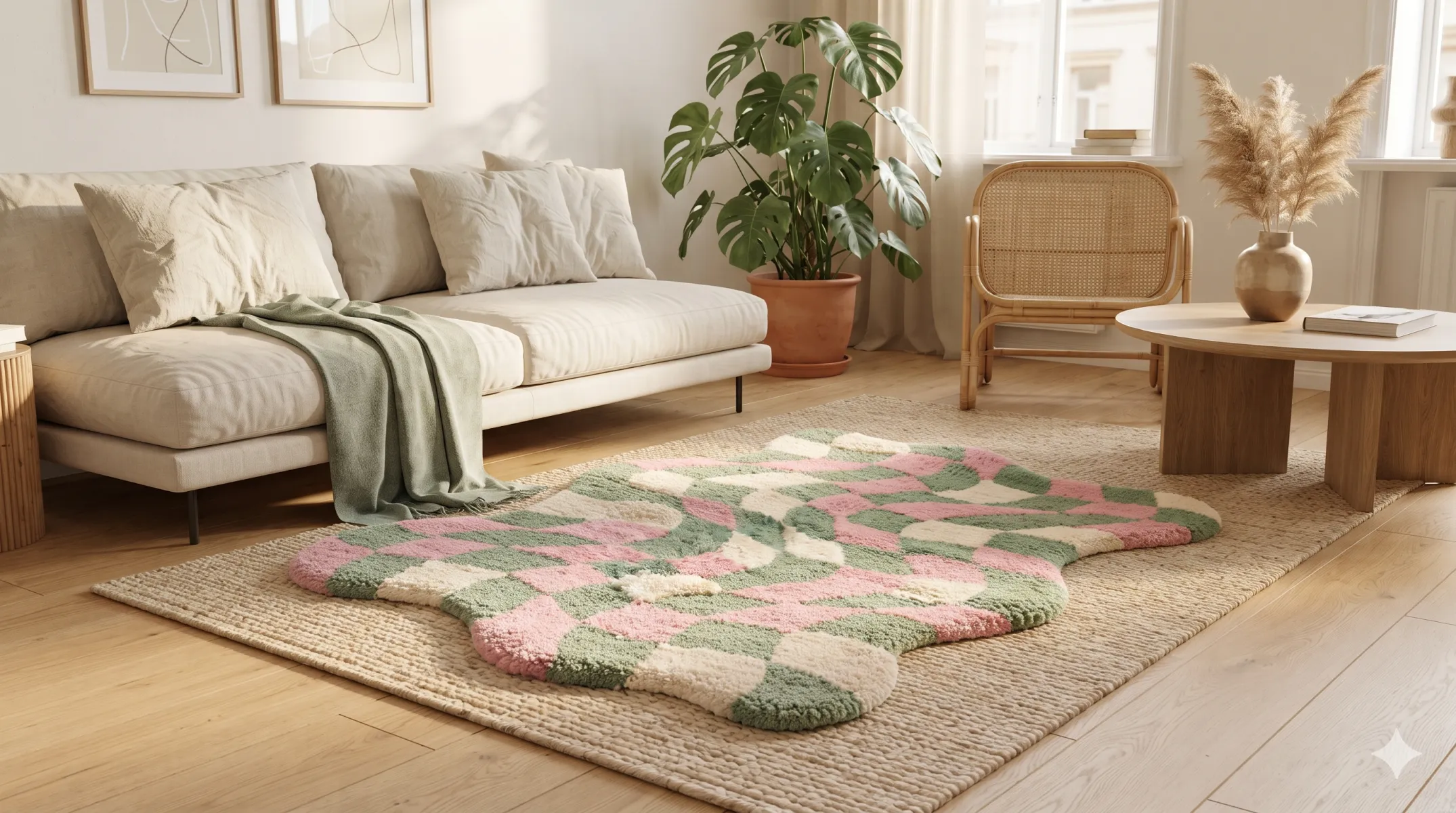 Pastel Wavy Checkerboard Custom Tufted Rug