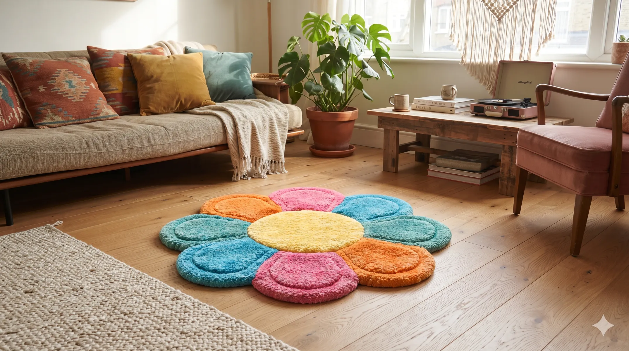 Retro Groovy Flower Custom Tufted Rug