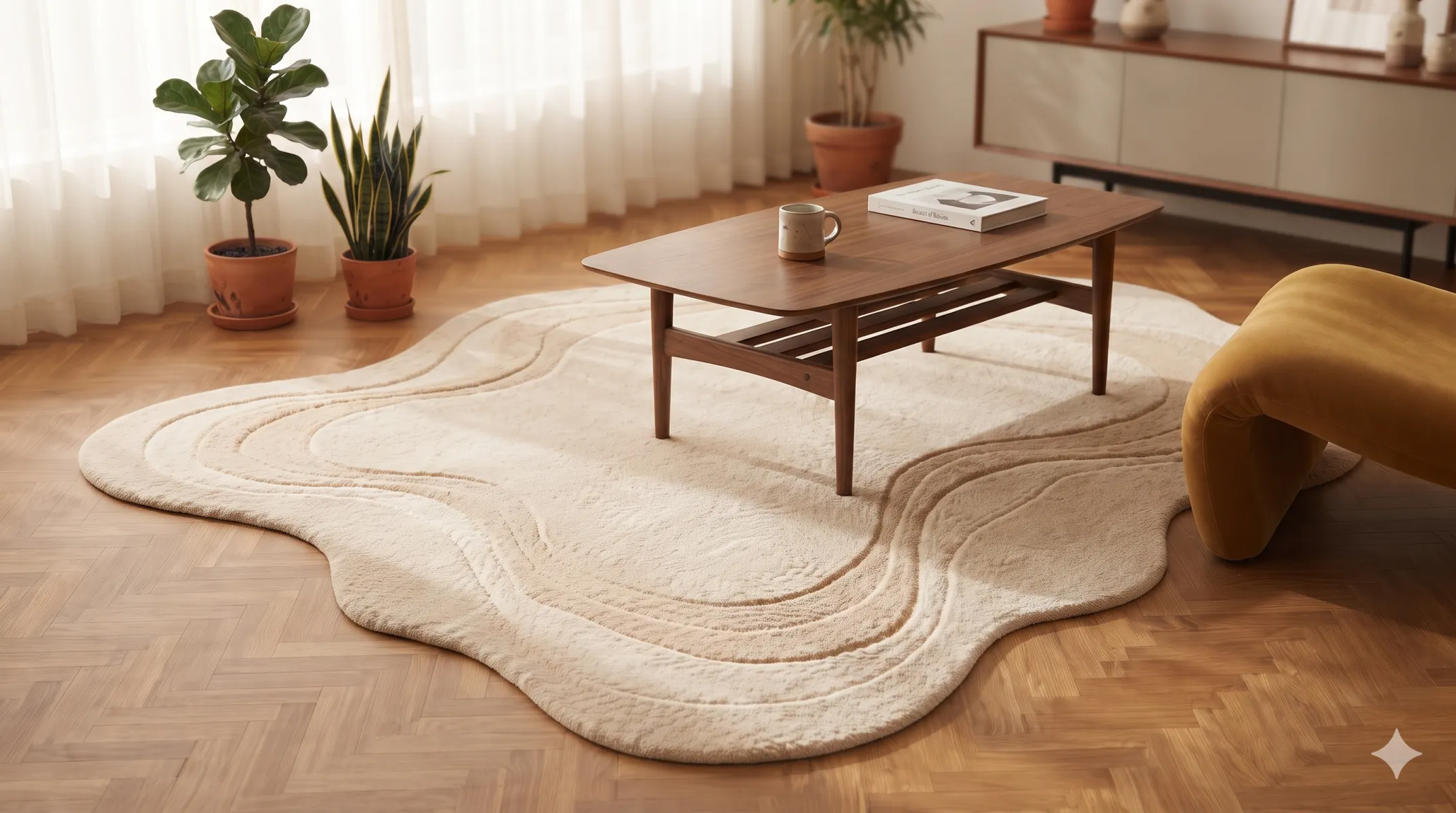 Modern Asymmetric Organic Custom Tufted Rug